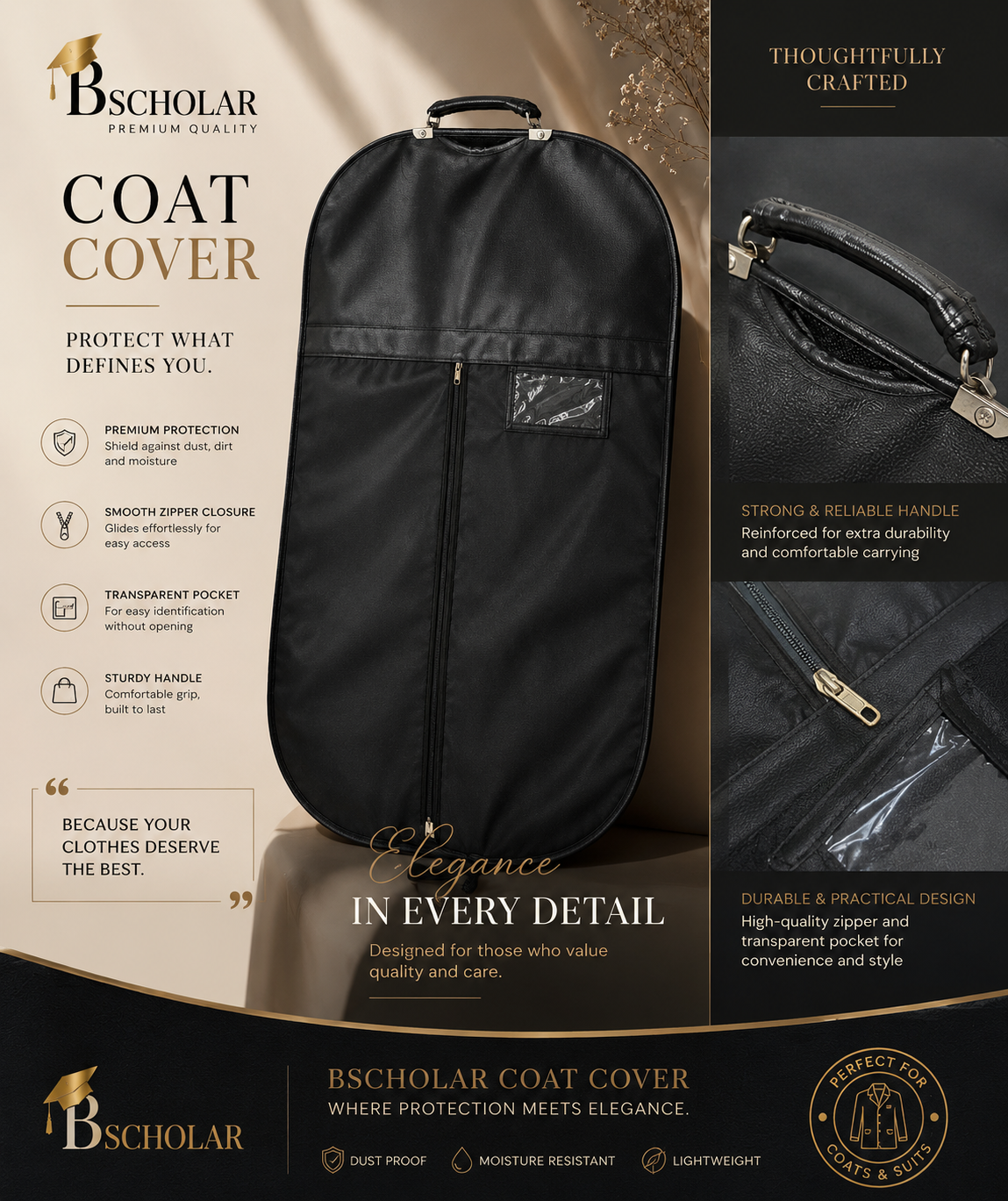 BSCHOLAR Premium Leather Finish Suit Cover